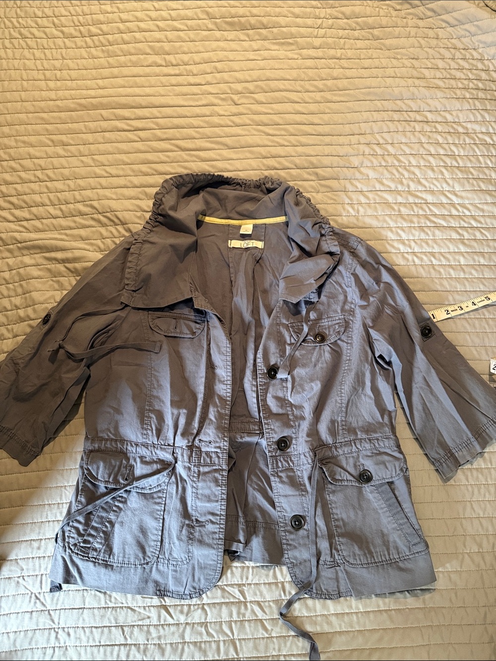 LOFT Gray Utility Jacket with Button Front
